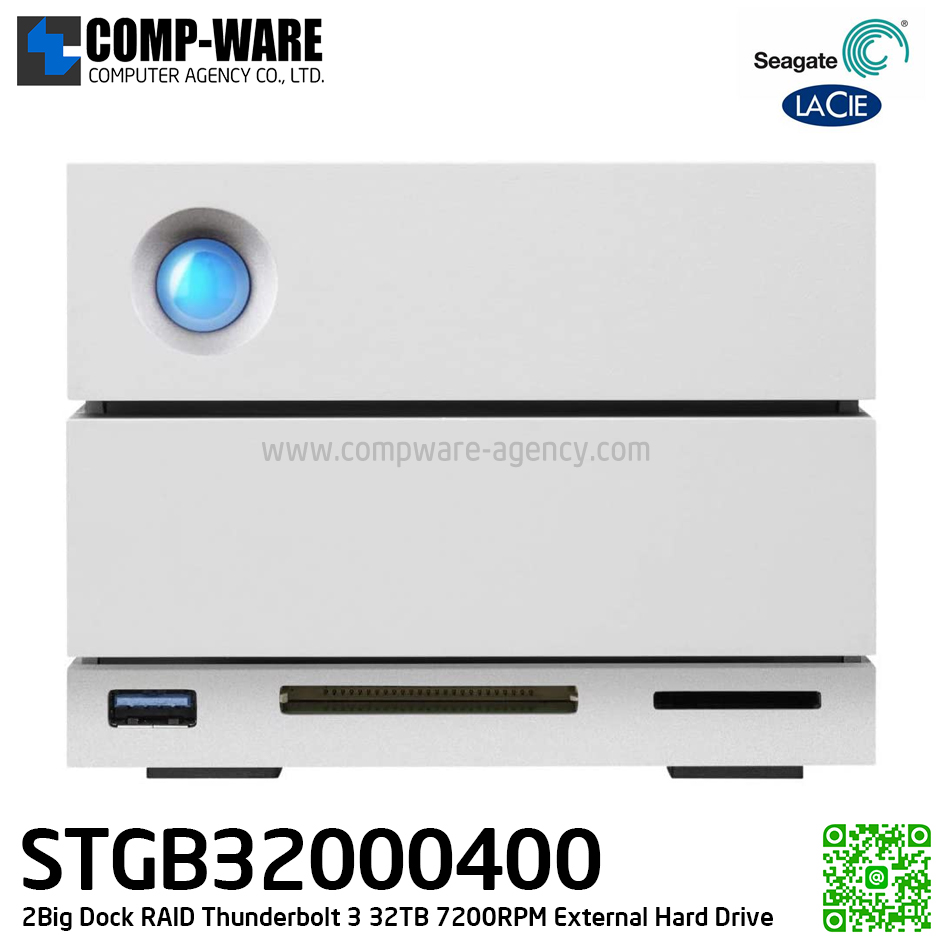 Seagate LaCie 2Big Dock RAID Thunderbolt 3 32TB 7200RPM External Hard Drive STGB32000400 // สั่งซื้อขั้นต่ำ MOQ = 2 unit