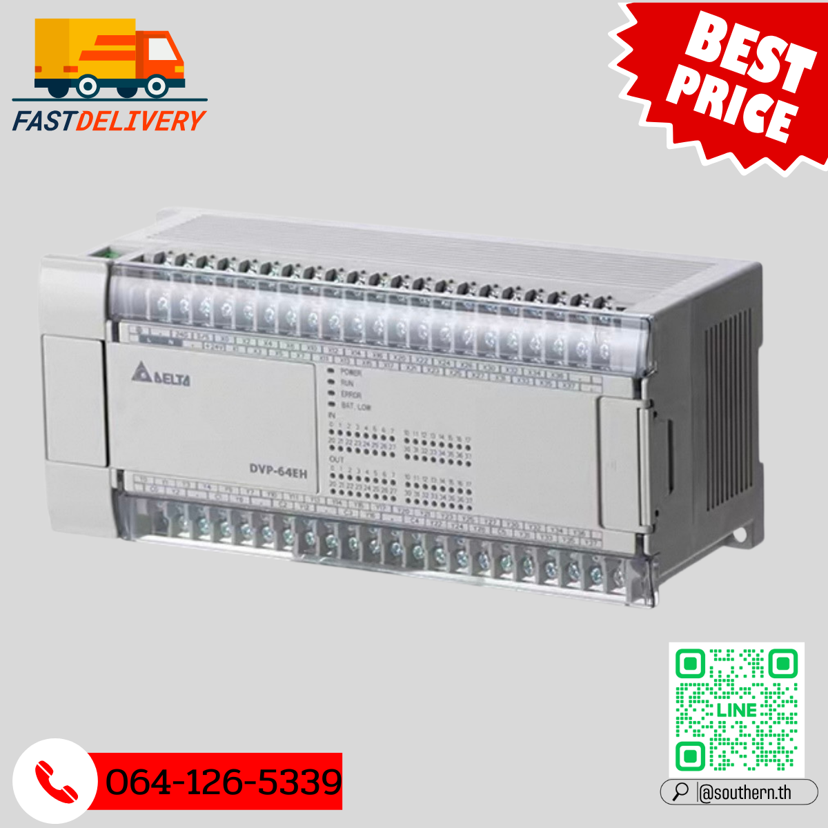 Delta PLC DVP64EH00R3 32DI/32DO 220V (Relay)