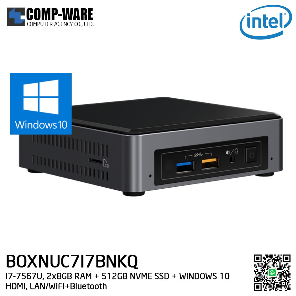 Intel NUC7I7BNKQ Mini PC NUC Kit - (I7-7567U, 2x8GB DDR4-2133 + 512GB NVME SSD + WINDOWS 10 HOME 64BIT INSTALLED, HDMI, LAN/WIFI+Bluetooth) BOXNUC7I7BNKQ