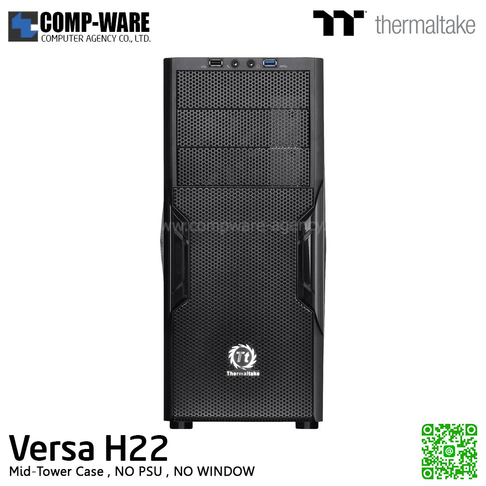 Thermaltake Versa H22 Mid-tower chassis , No Power , No Window - CA-1B3-00M1NN-00