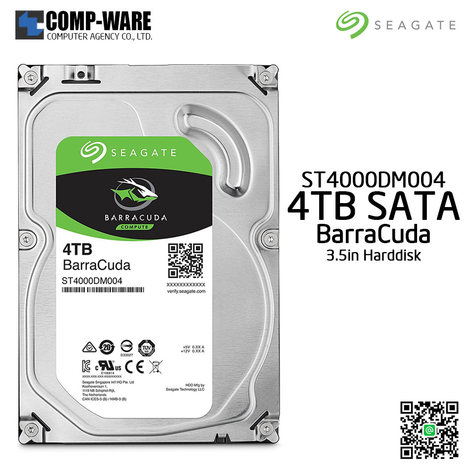 Seagate 4TB BarraCuda SATA 6Gb/s 5400RPM 256MB Cache 3.5-Inch Internal Hard Drive (ST4000DM004)