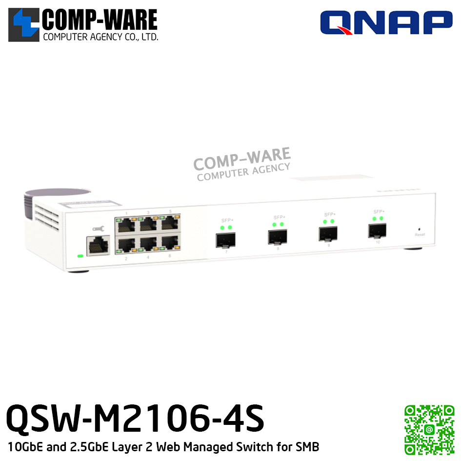 QNAP QSW-M2106-4S 10GbE and 2.5GbE Layer 2 Web Managed Switch for SMB / 2Year Warranty
