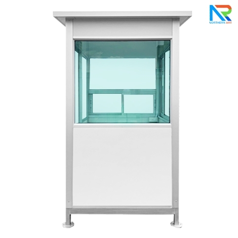 ป้อมยามสำเร็จรูป รุ่น ISOWALL ขนาด 1.20x1.20 ม.โครงสร้างเหล็ก ผนังISOWALL หนา 50 มม.กรอบประตู-หน้าต่าง อะลูมิเนียมสีเงิน