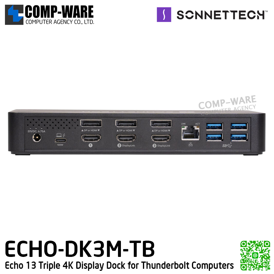 Sonnet Echo 13 Triple 4K Display Dock for Thunderbolt Computers [ECHO-DK3M-TB] รับประกัน 1 ปี