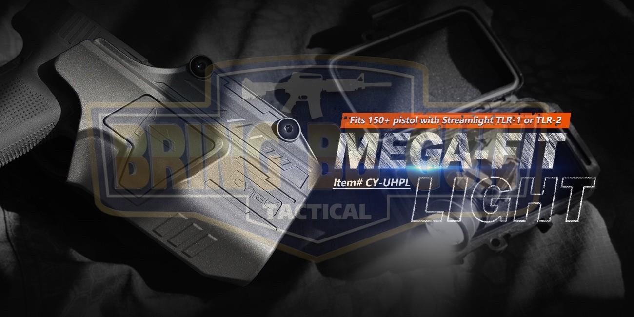 ซองปืนพกนอกปลดนิ้วชี้ Universal ติดไฟฉาย ยี่ห้อ Cytac รุ่น Mega-Fit Light Holster (Cytac Mega-Fit Light Holster) (ซองปืนพกนอกใส่ปืนได้หลายรุ่น)