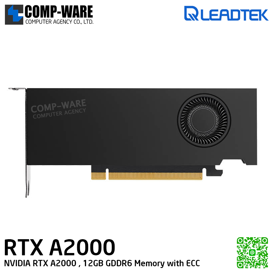 Leadtek NVIDIA RTX A2000 (12GB GDDR6 with ECC) Workstation Graphics Card for revolutionary designs, scientific breakthroughs, and immersive entertainment รับประกัน 3ปี