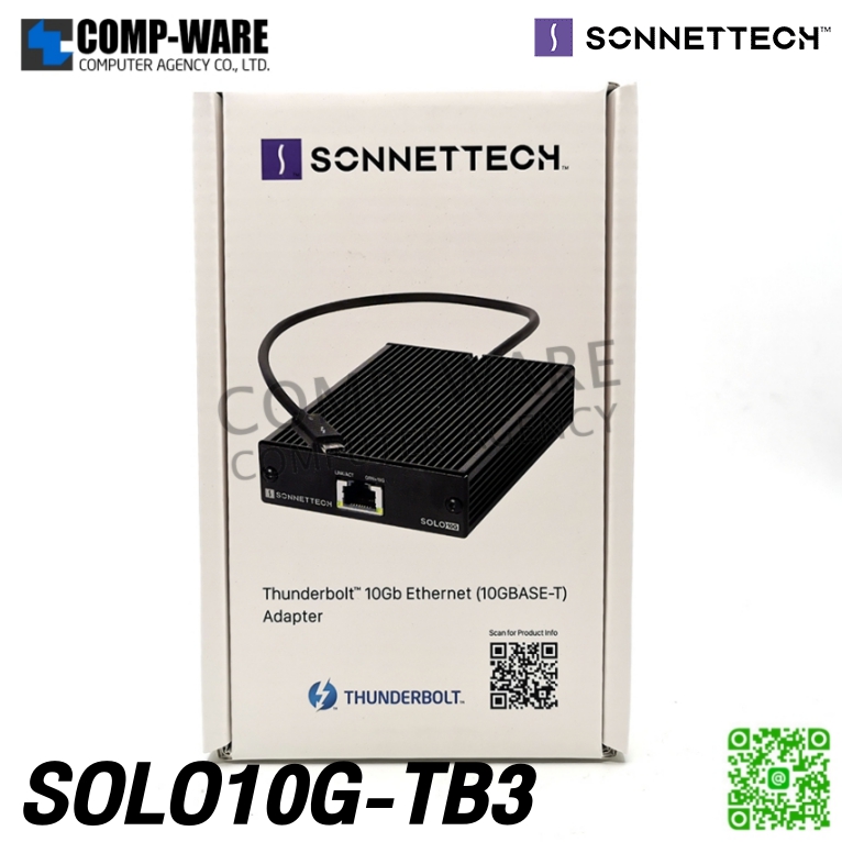 Sonnet Solo10G [SOLO10G-TB3] 10GBASE-T Thunderbolt to 10 Gigabit Ethernet Adapter with NBASE-T Support รับประกัน 1 ปี