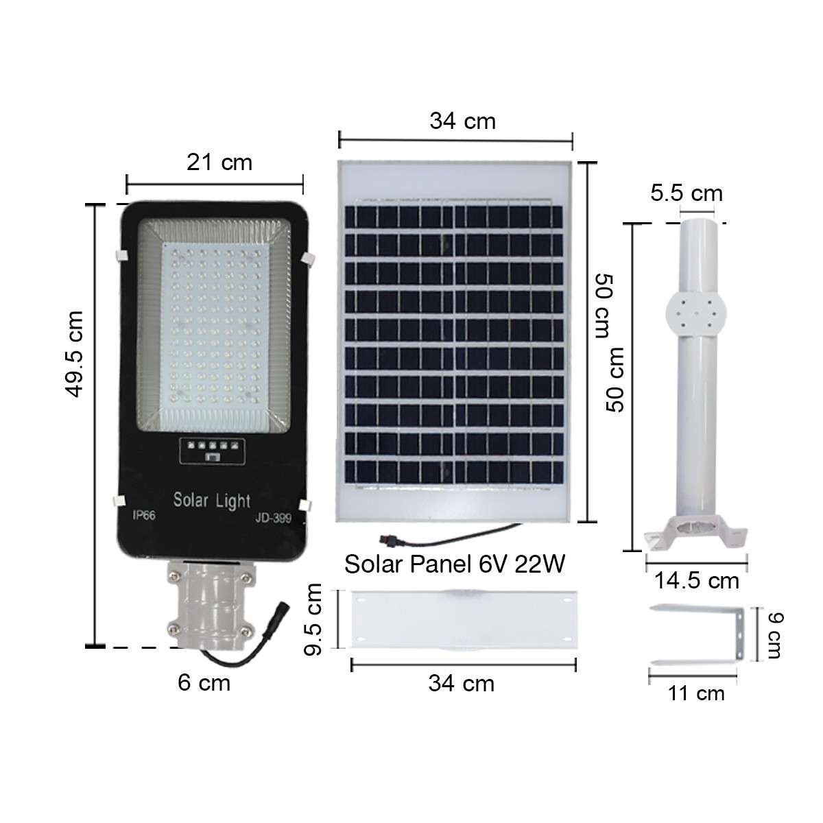 IWC-STR-SOLAR-IP66-JD399-100W-WH โคมไฟถนน โซล่าเซลล์ รุ่น JD399