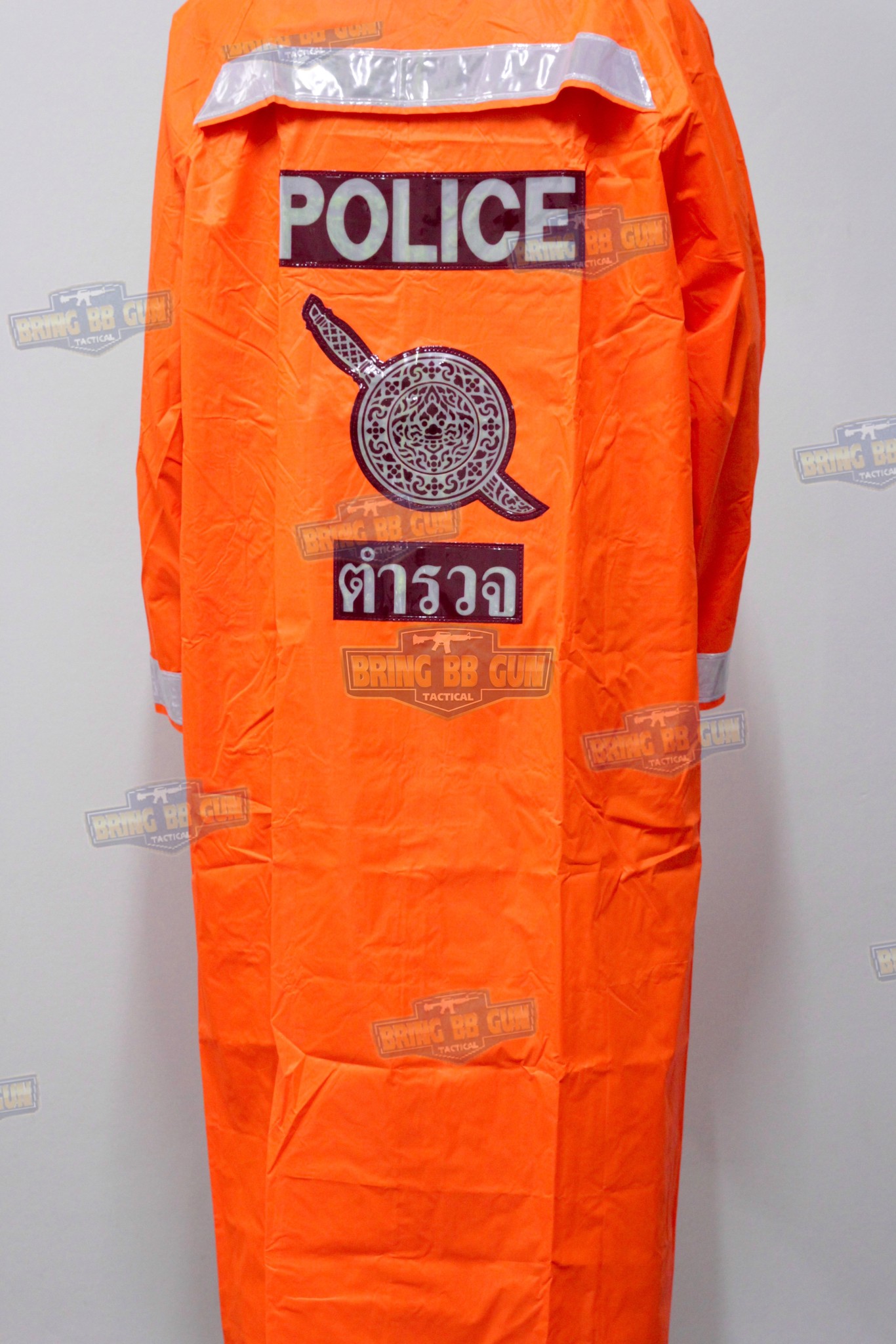 เสื้อโค้ดกันฝน Police (เสื้อโค้ดกันในตำรวจ) (Raincoat) (มีแถบสะท้อนแสงด้านหลัง) (ชุดกันฝน) (เสื้อคลุม) (เสื้อกันฝน) (เสื้อกันฝนรถจักรยานยนต์) (งานจราจร) (สายตรวจ) (กันฝน) (หน้าฝน) (เดินป่า) (ขี่มอเตอร์ไซค์)