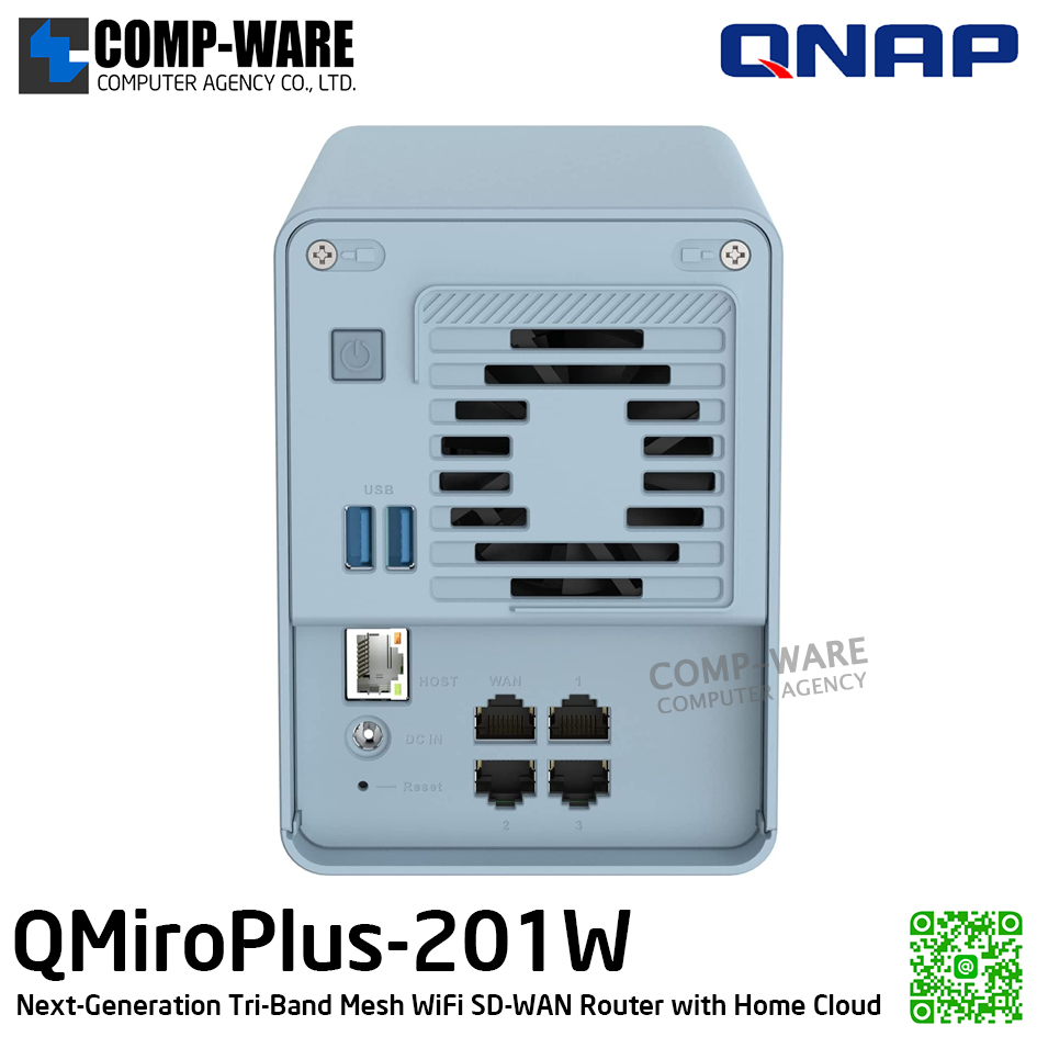 QNAP QMiroPlus-201W Next-Generation Tri-Band Mesh WiFi SD-WAN Router with Home Cloud / 2Year Warranty