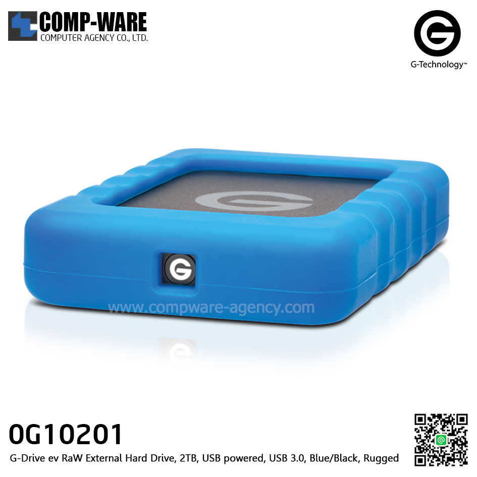 G-Technology G-DRIVE ev RaW 2TB 5400RPM SATA / USB3.0 Portable Hard Drive with Rugged Bumper - 0G10201
