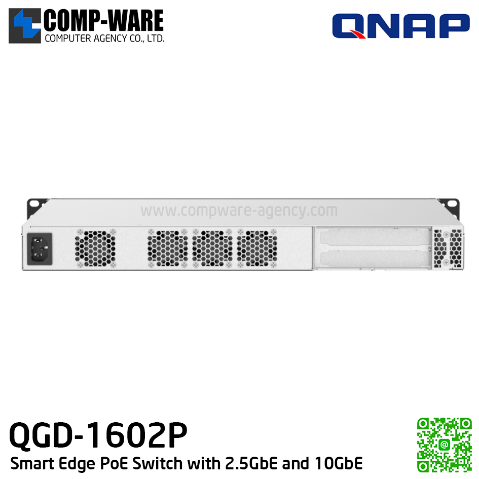 QNAP QGD-1602P-C3558-8G Smart Edge PoE Switch with 2.5GbE and 10GbE Capability for the Wi-Fi 6 & SD-WAN Generation (รับประกัน 2 ปี)