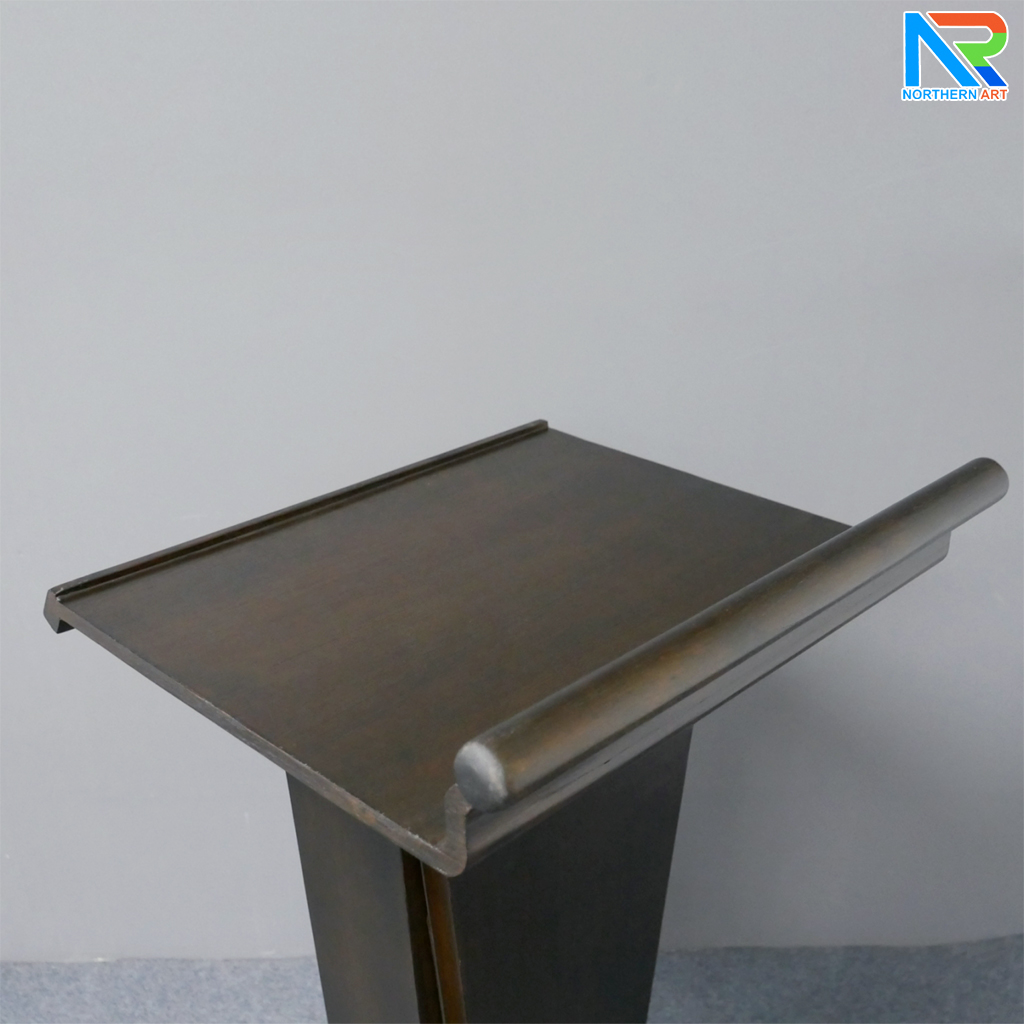 โพเดียมไม้ สีโอ๊ค ทรงโมเดิร์น TOPตรง ขนาด (W)56 x (L)48 cm. สูง 112 cm.