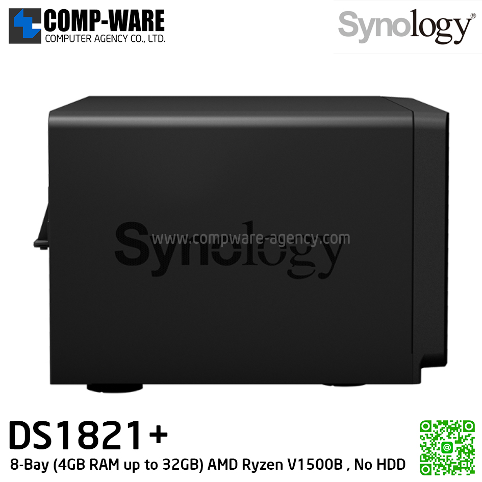 Synology DiskStation (8-Bay) DS1821+ (4GB RAM up to 32GB) AMD Ryzen V1500B 4-core 2.2 GHz, No HDD