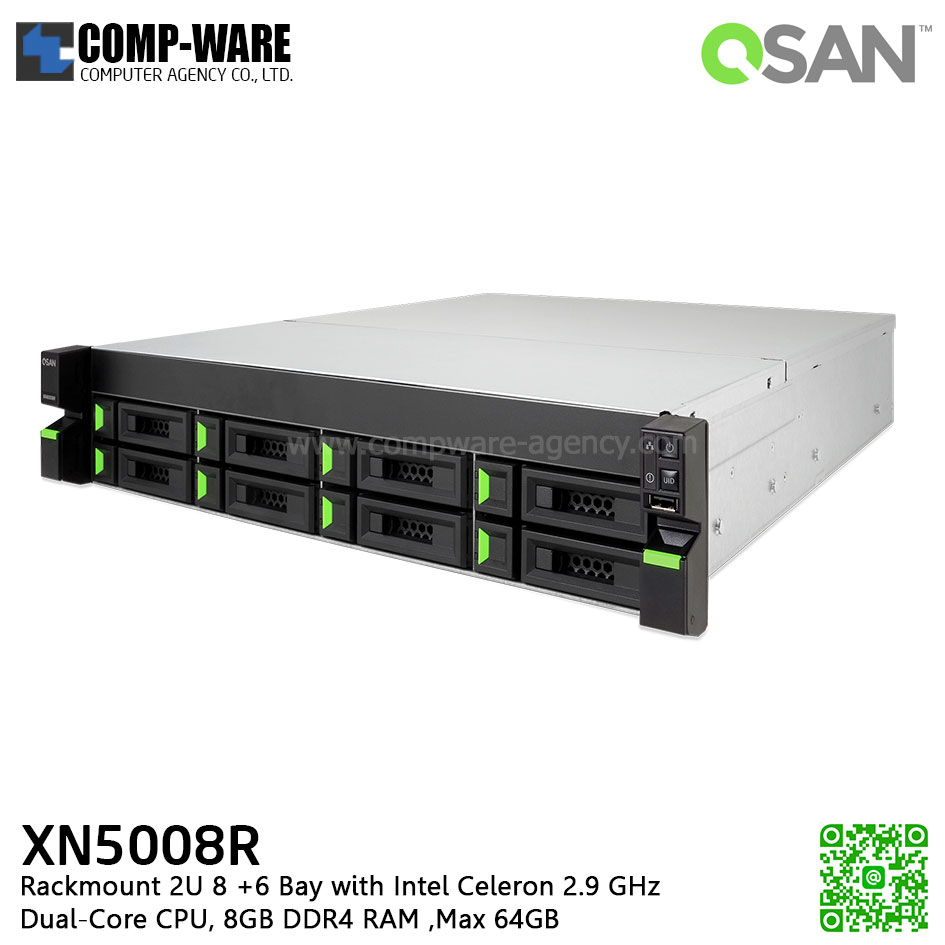 QSAN (8+6 Bays) XCubeNAS XN5008R (8GB RAM) Rackmount 2U NAS Storage , No HDD