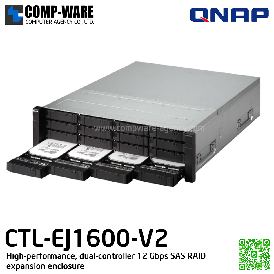 QNAP EJ1600 v2 High-performance, dual-controller 12 Gbps SAS RAID expansion enclosure