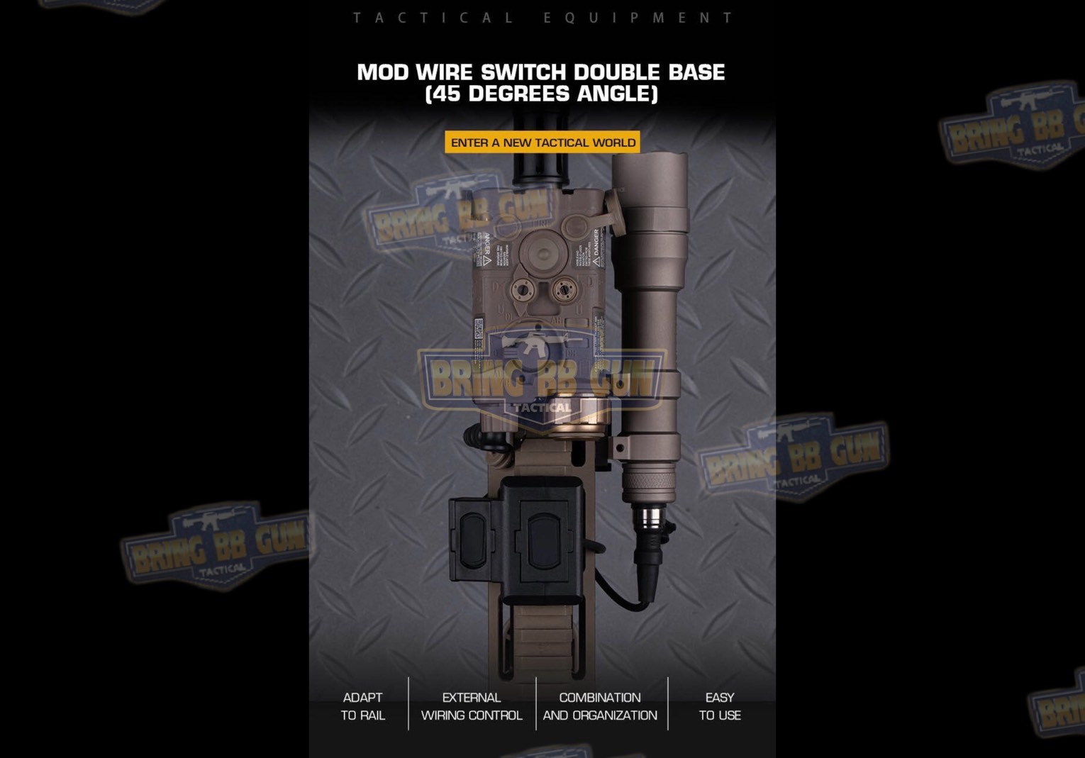 เคสสวิตซ์หางหนูแบบคู่ จับราง Picatinny (เอียง45องศา) (เคสสวิตซ์หางหนู2ทาง) (Dual Picatinny Offset for Modbutton Lite)