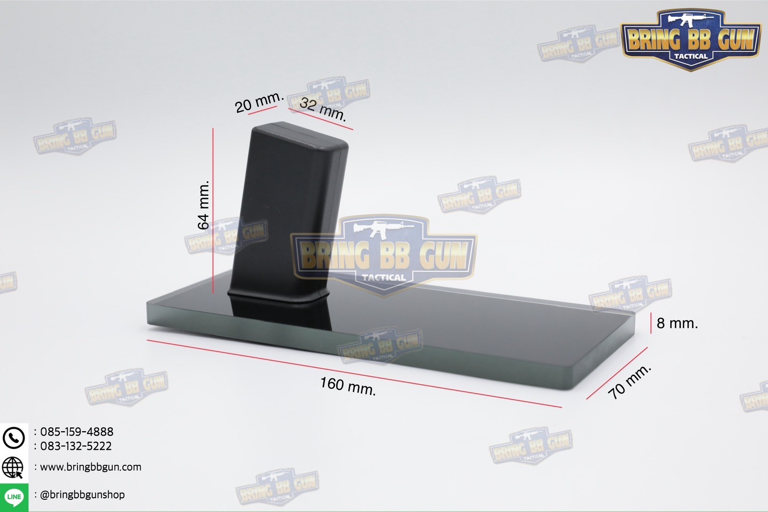 ขาตั้งปืนสั้น (ฐานกระจก) (Pistol Display Stand)