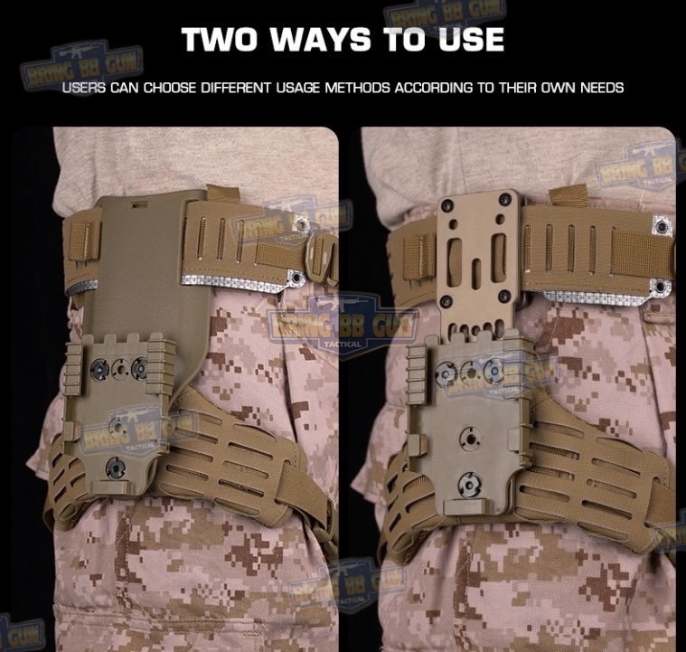 ชุดเซ็ทเพลทโหลดต่ำ CNC + ปลดไวก้ามปู + สายรัดต้นขาแบบนวม เพลทโหลดต่ำ CNC (เพลทลดต่ำ CNC) (เพลท CNC) สายรัดต้นขา แบบนวม (ARC RTI DUTY Mount Accessory) ปลดไวก้ามปู (Quick Locking System) (Modular Holster Adapter) (MHA)