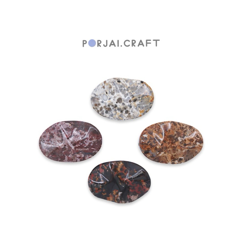 Waved Oval Tiger Jasper Bead ลูกปัดวงรีไทเกอร์แจสเปอร์ 45mm