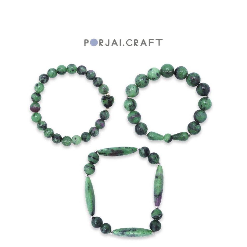 Ruby In Zoisite Beaded Bracelets สร้อยข้อมือรูบี้ซอยไซด์