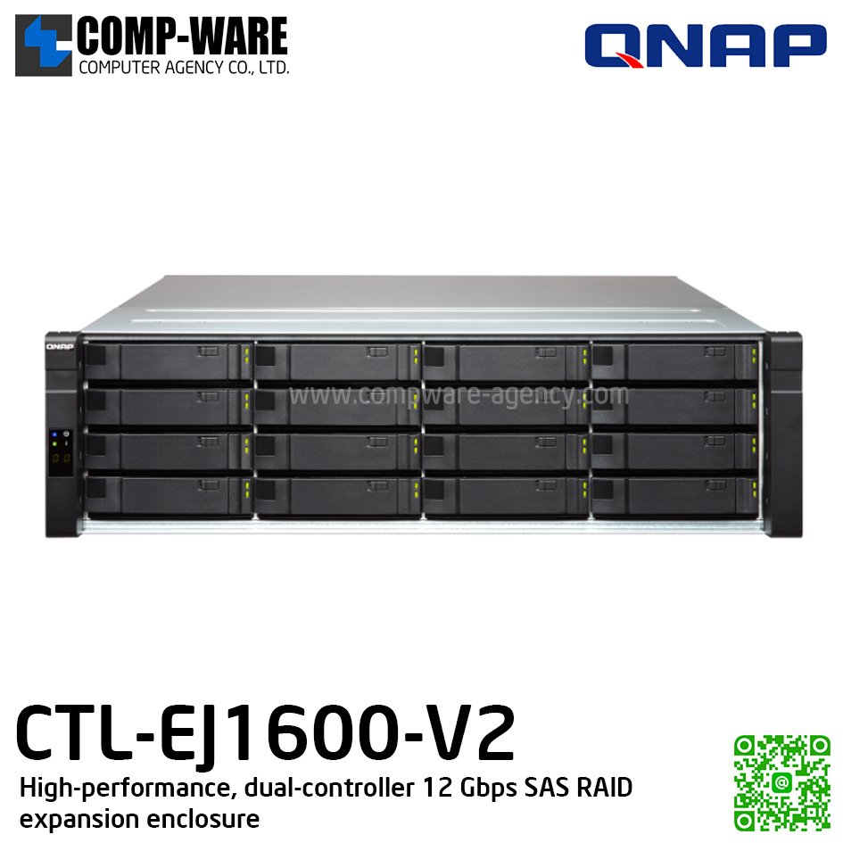 QNAP EJ1600 v2 High-performance, dual-controller 12 Gbps SAS RAID expansion enclosure