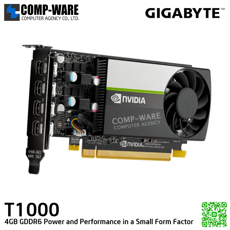 Gigabyte NVIDIA T1000 (4GB GDDR6) Workstation Graphics Card for creating, editing, and viewing 2D and 3D models and video รับประกัน 3ปี