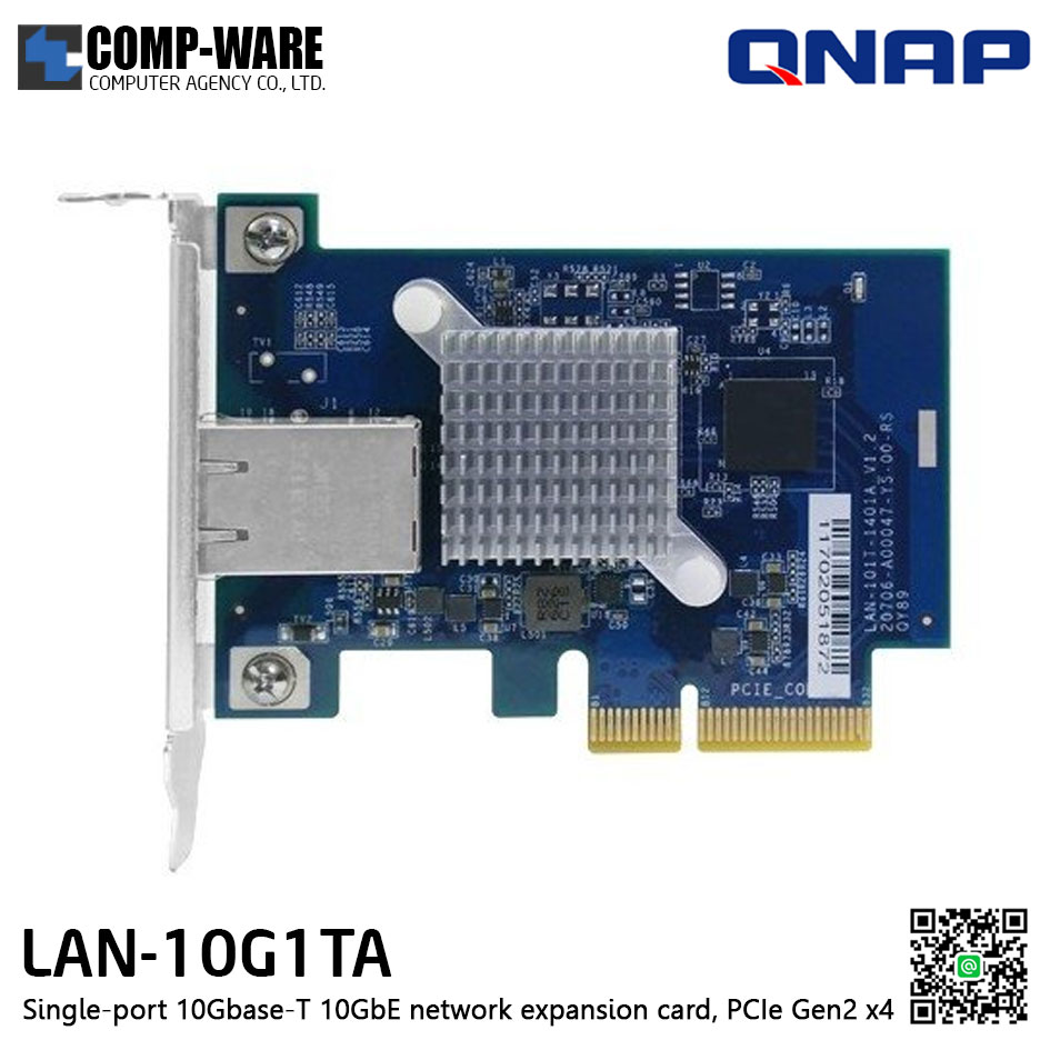 QNAP LAN-10G1TA Single-port (10Gbase-T) 10GbE network expansion card, PCIe Gen2 x4