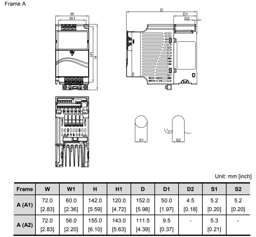Delta Inverter VFD007E23A 1HP 0.75kW Input 220V 3-Phase Output 220V 3-Phase
