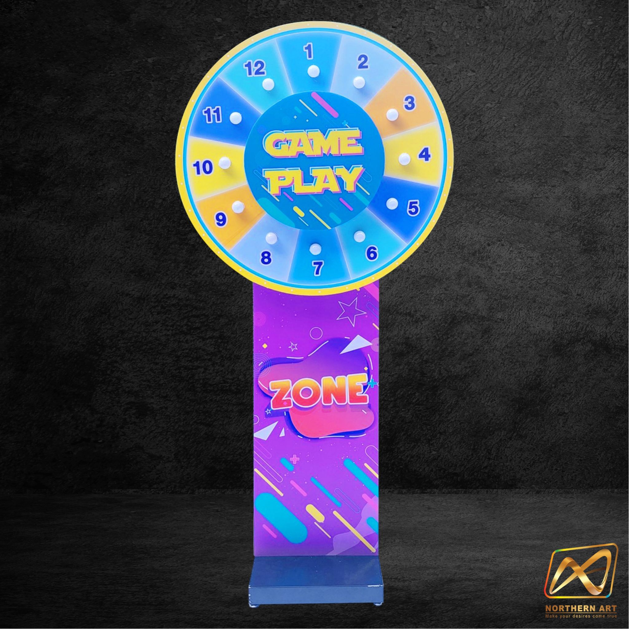 เกมส์วงล้อไฟฟ้า LED รุ่นB ระบบสัมผัส พร้อมไฟกระพริบเปลี่ยนสีได้ ขนาดวงล้อ 80 ซม.สูง 170 ซม. ถอดประกอบได้