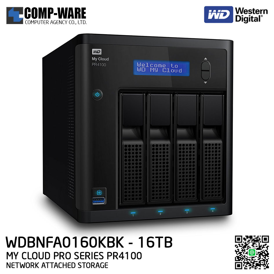 WD 16TB My Cloud Pro Series PR4100 4-Bay Network Attached Storage - WDBNFA0160KBK-SESN