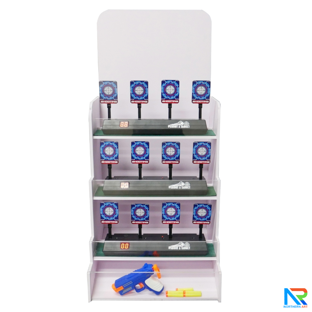 เช่าเกมส์ยิงเป้านิ่ง ตั้งโต๊ะ ขนาด (W)40 x (D)40 x (H)90 cm. พร้อมเป้านิ่ง 4 แผ่น 3 ชุด และปืนกระสุนโฟม 1 กระบอก