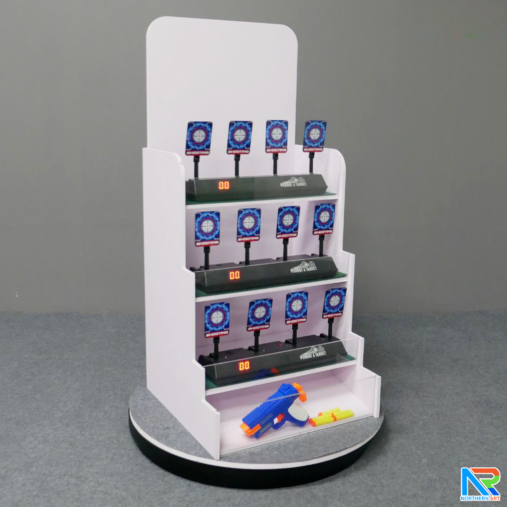 เช่าเกมส์ยิงเป้านิ่ง ตั้งโต๊ะ ขนาด (W)40 x (D)40 x (H)90 cm. พร้อมเป้านิ่ง 4 แผ่น 3 ชุด และปืนกระสุนโฟม 1 กระบอก