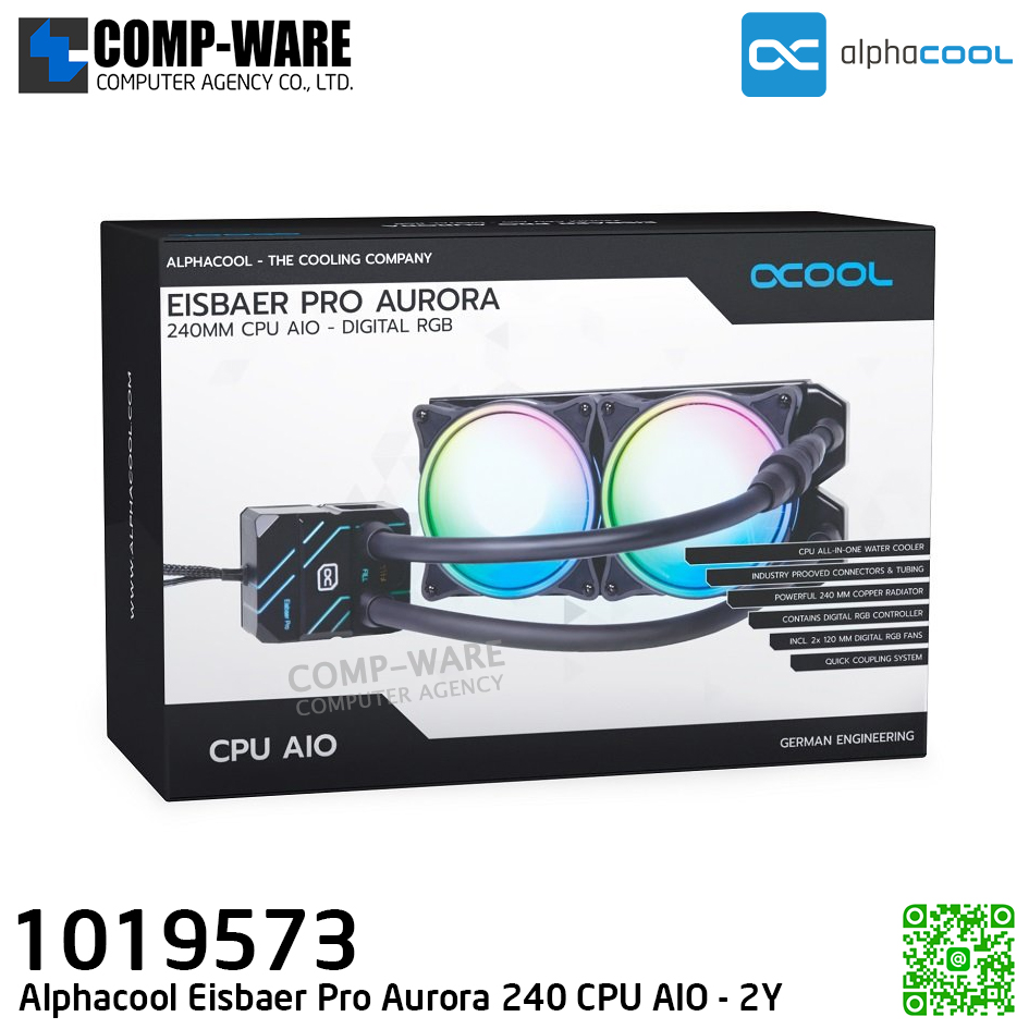 Alphacool Eisbaer Pro Aurora 240 CPU AIO - LIQUID COOLER - 1019573 - 2Y Warranty