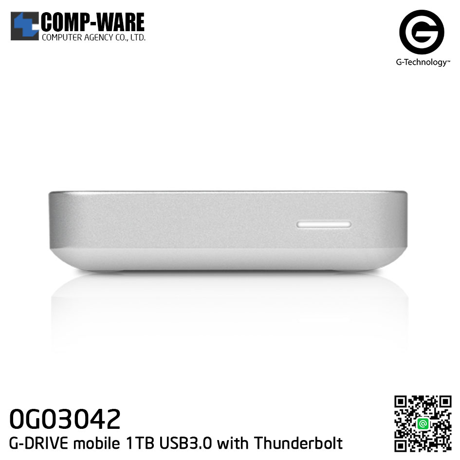 G-Technology G-DRIVE Mobile with Thunderbolt 1TB 7200RPM Portable Hard Drive Silver - 0G03042