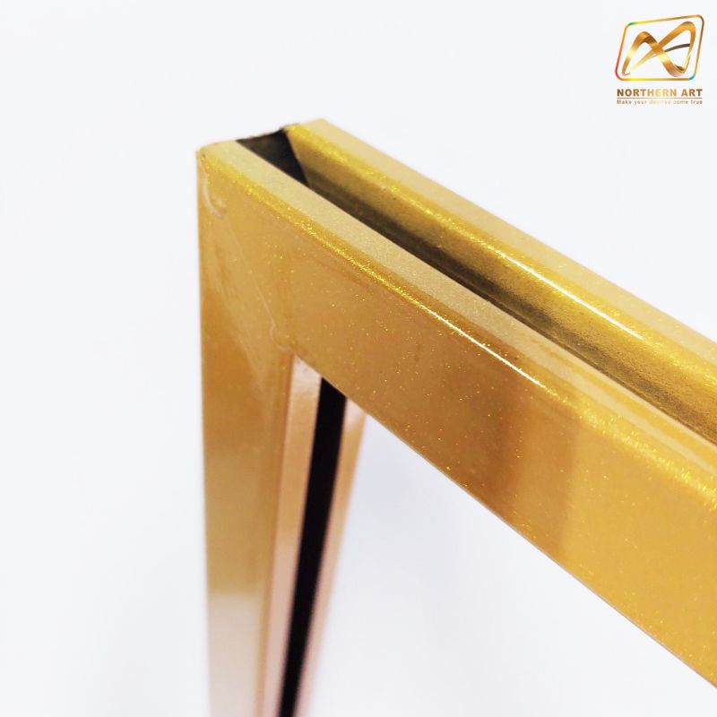 โปสเตอร์สแตนด์เหล็ก สีทอง เสาคู่ ขนาด 60X80 ซม.ฐานเหลี่ยม สอดงานพิมพ์ด้านบน โชว์งานพิมพ์ 2 ด้าน ถอดประกอบได้