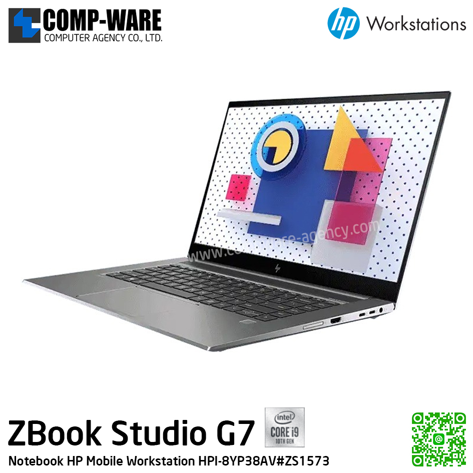 HP Mobile Workstation ZBook Studio G7 - Intel Core i9-10885H / 32GB DDR4 / 512GB PCIe NVMe / NVIDIA Quadro RTX3000 (6GB) / Intel WiFi 6 + Bluetooth / 15.6inch FHD (1920x1080) / Windows 10 Pro / 3Years On-site