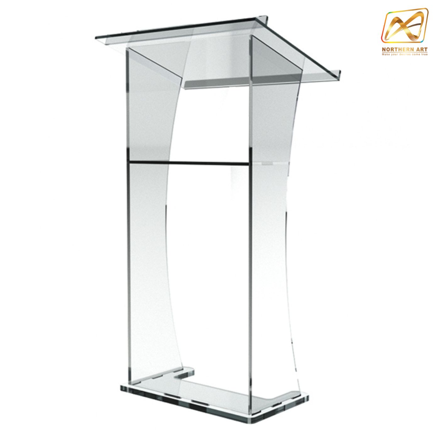 โพเดียม อะคริลิคใส AC-06 ขนาด(W)70 x (L)50 x (H)120 cm. TOP เอียงพร้อมกันตก วัสดุอะคริลิคใส หนา 10-20 มม.