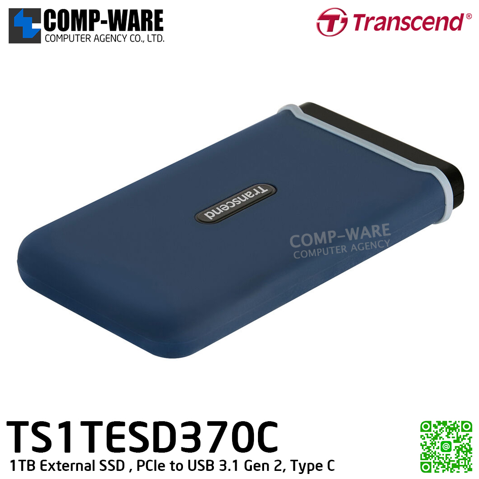 Transcend ESD370C 1TB External SSD , PCIe to USB 3.1 Gen 2, Type C , TS1TESD370C - 3Y Warranty - Portable SSD