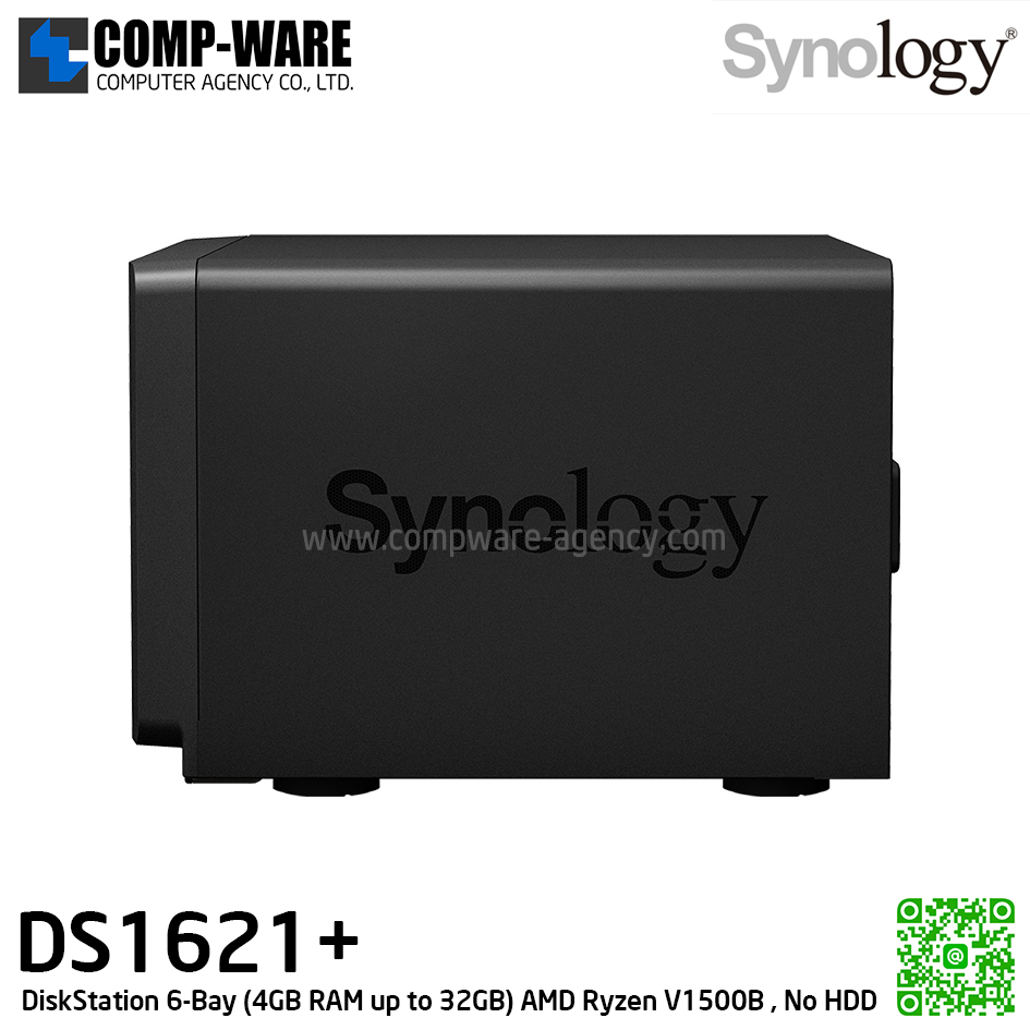 Synology DiskStation (6-Bay) DS1621+ / AMD Ryzen V1500B / 4GB RAM up to 32GB / No HDD / 3Y Warranty