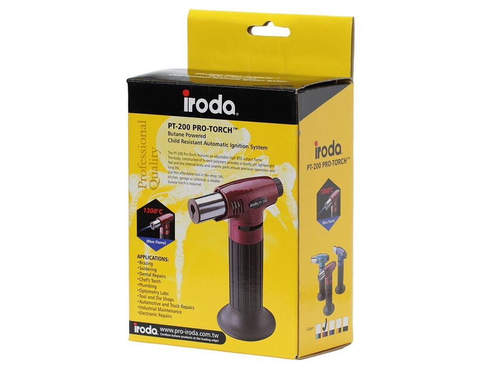 Iroda รุ่น PT-200 Pro torch ใช้งานได้ยาวนานต่อเนื่องได้ถึง 60 นาที บรรจุ GAS 20ml. ให้ความร้อนสูงถึง 1300 องศา