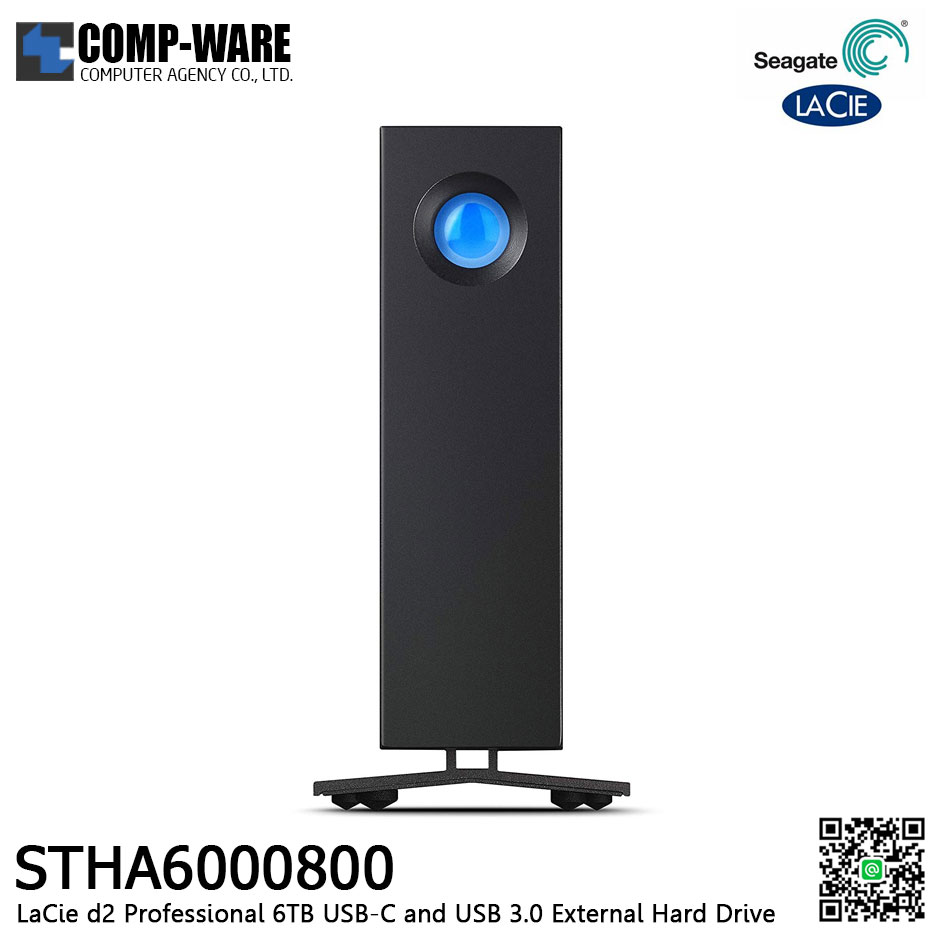 LaCie d2 Professional 6TB USB 3.1 Type-C External Hard Drive with Rescue Data Recovery Services - STHA6000800