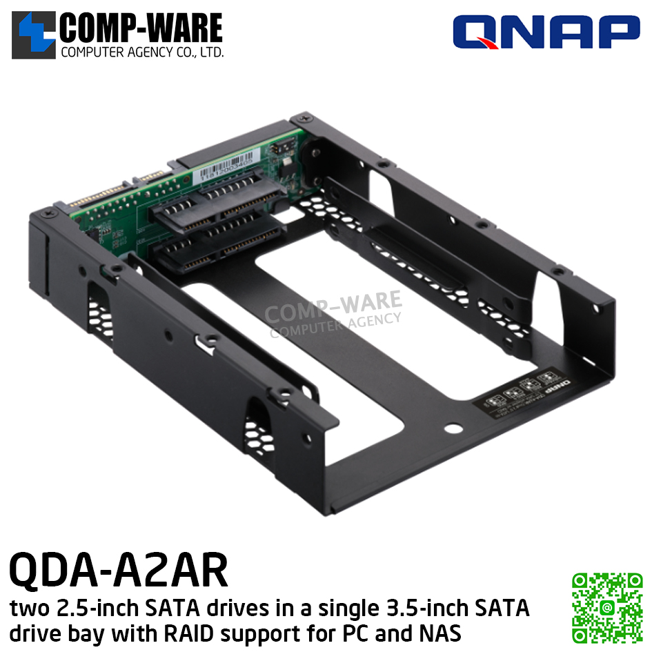 QNAP QDA-A2AR two 2.5-inch SATA drives in a single 3.5-inch SATA drive bay with RAID support for PC and NAS (รับประกัน 1 ปี)