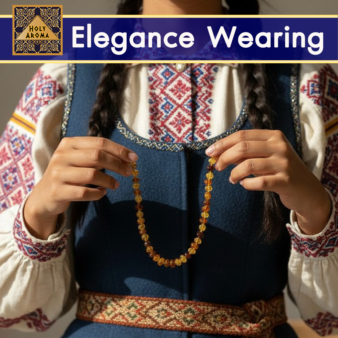 สร้อยคอ อำพันบอลติก ธรรมชาติแท้ (Natural Baltic Amber Necklace) ดีไซน์หรูหรา ลูกปัดอำพันสีคอนยัค น้ำตาล ส้ม อมเหลือง เรืองแสง พร้อมกล่องกำมะหยี่สุดหรู