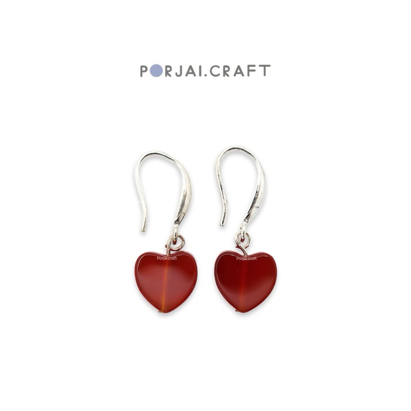 Carnelian Earrings with 925 Sterling Silver ต่างหูคาร์เนเลียน
