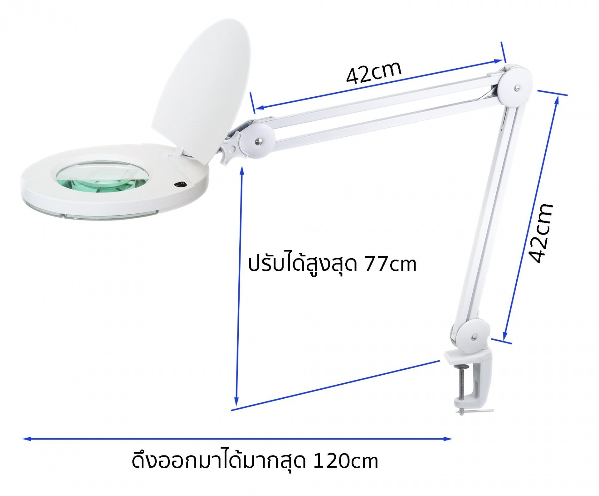 Cadik โคมไฟLEDแว่นขยาย 5D (2.25เท่า) เลนส์กระจก 5นิ้ว 700ลูเมน แบบหนีบโต๊ะ รุ่น SM-50-5