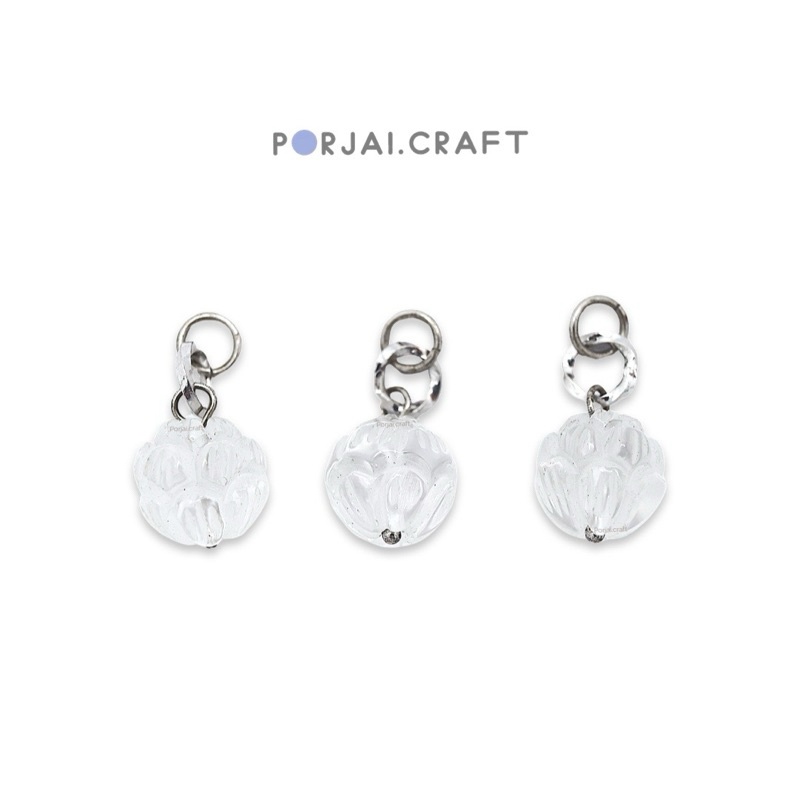 Clear Quartz Lotus Pendant จี้ควอตซ์ใสดอกบัว 9mm