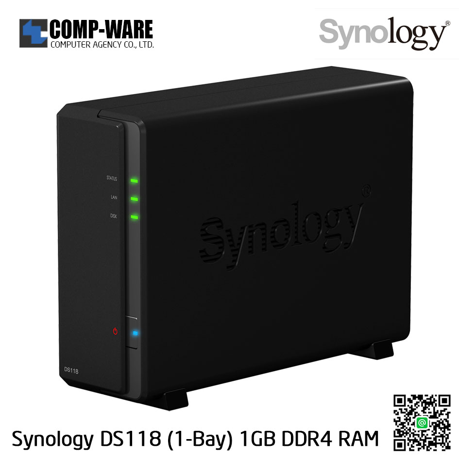 Synology DiskStation (1-Bay) DS118 (1GB DDR4 RAM) Realtek Quad-Core, No HDD