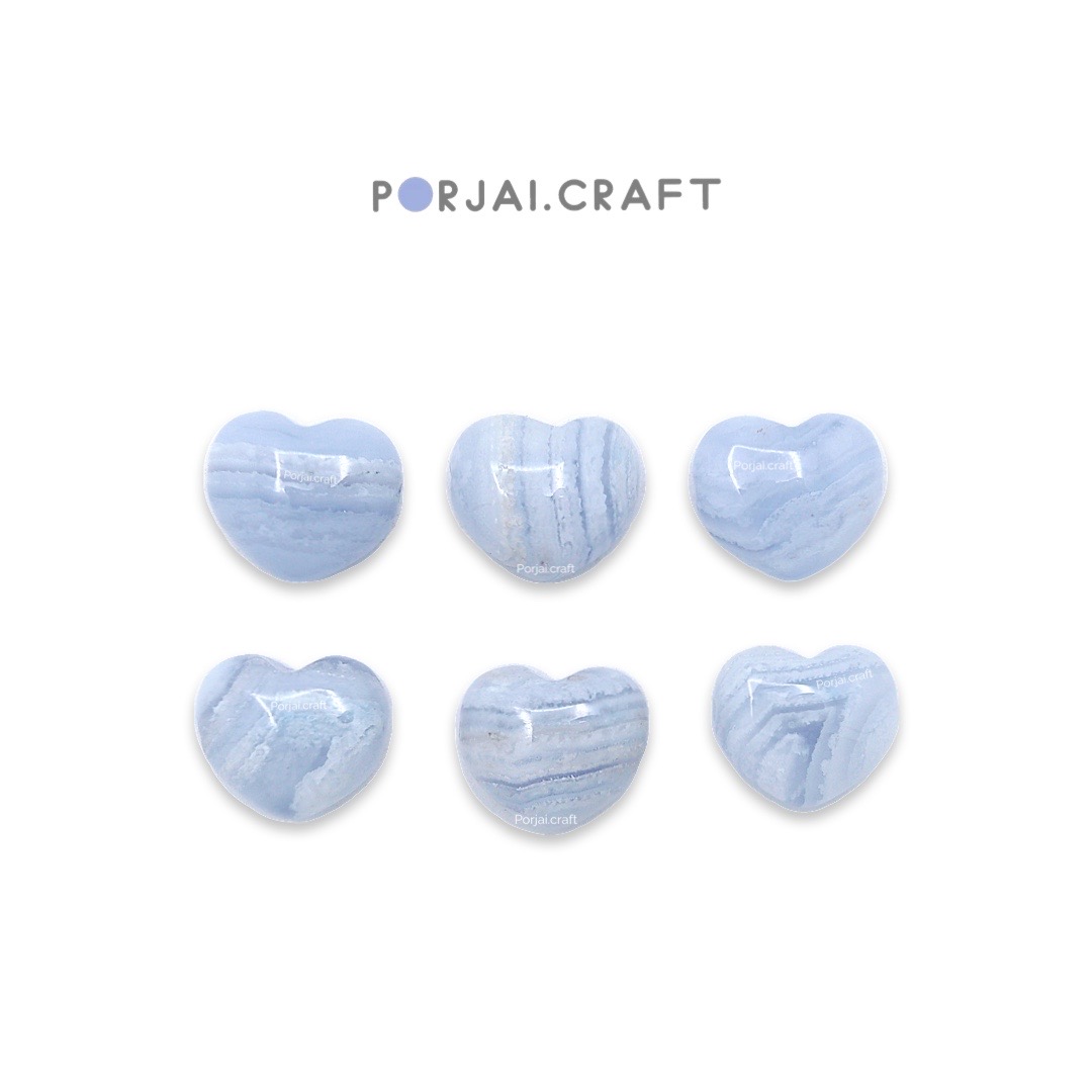 Blue lace agate heart beads ลูกปัดหัวใจบลูเสซอาเกต 14mm