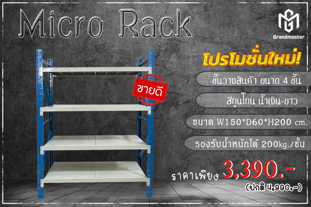 ชั้นวางเหล็ก Micro Rack W150 x D60 x H200 cm. (สีน้ำเงิน/ขาว)